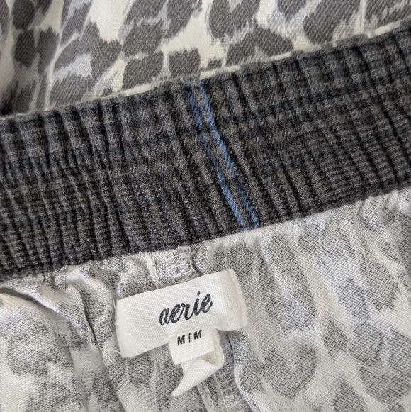 Aerie Grey Leopard Print Pajama Lounge Pants Size M Medium Wide Leg - Picture 4 of 5